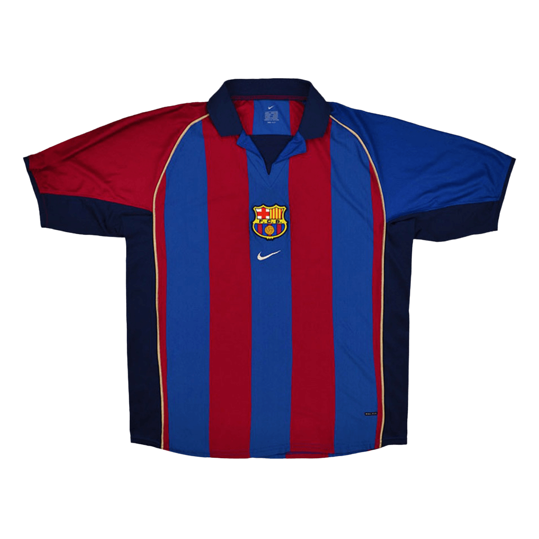 Retro XAVI #6 Barcelona Mens Home Soccer Jersey 2001/02 Red&Blue