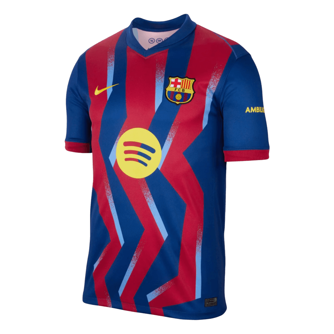 LAMINE YAMAL #10 Barcelona Mens Fourth Away Soccer Jersey 2025/26 Red&Blue