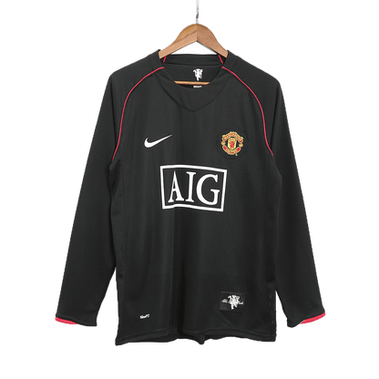 Retro ROONEY #10 Manchester United Mens Away Long Sleeve Soccer Jersey 2007/08 Black