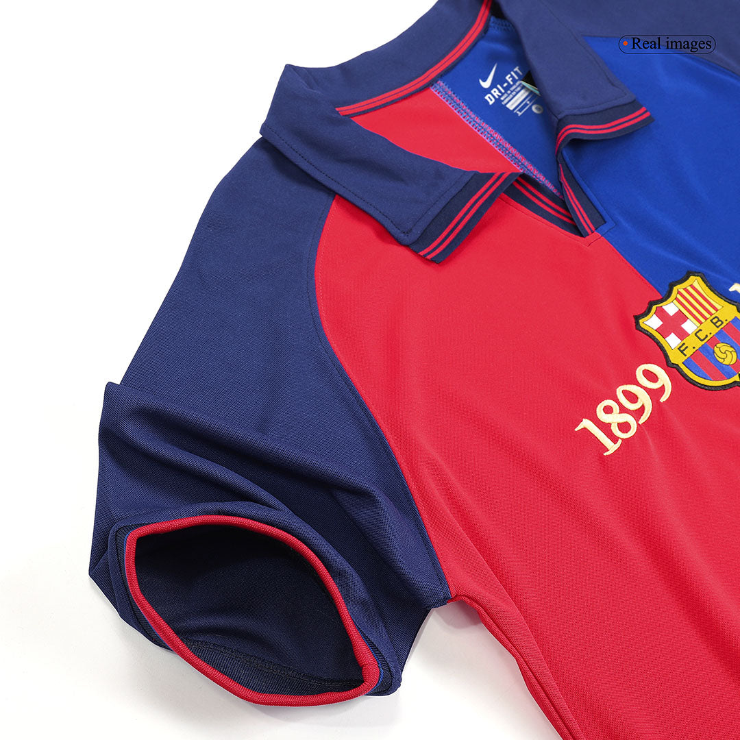 Retro RIVALDO #11 Barcelona Mens Home Soccer Jersey 1999/00 Red&Blue
