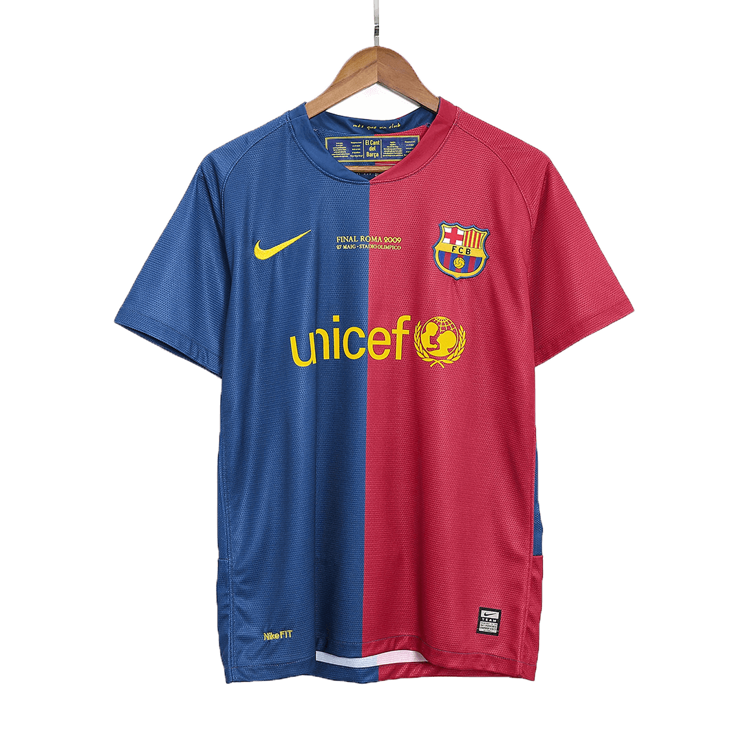Retro A.INIESTA #8 Barcelona Mens Home Soccer Jersey UCL Final UCL 2008/09 Blue&Red