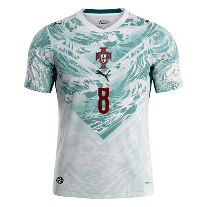 B.FERNANDES #8 Portugal Mens Away Soccer Jersey World Cup 2026 White&Green