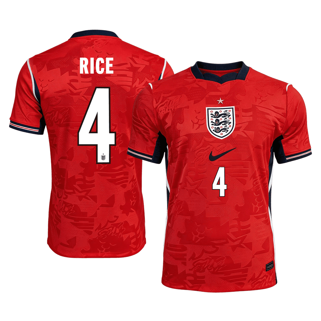 RICE #4 England Mens Away Soccer Jersey World Cup 2026 Red
