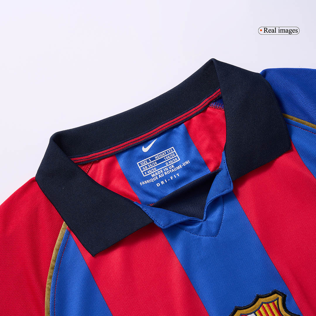 Retro RIVALDO #10 Barcelona Mens Home Soccer Jersey 2001/02 Red&Blue