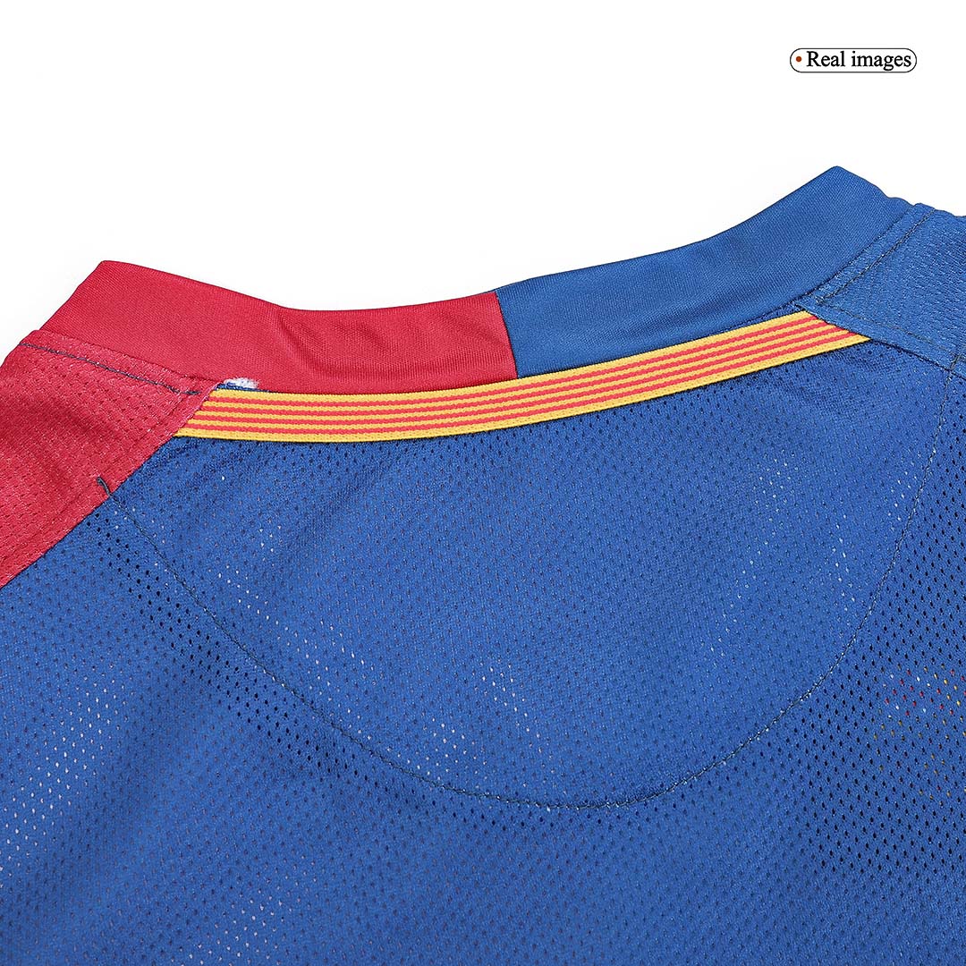 Retro A.INIESTA #8 Barcelona Mens Home Long Sleeve Soccer Jersey UCL Final UCL 2008/09 Red&Blue