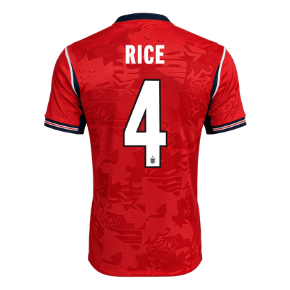 RICE #4 England Mens Away Soccer Jersey World Cup 2026 Red - Player Version