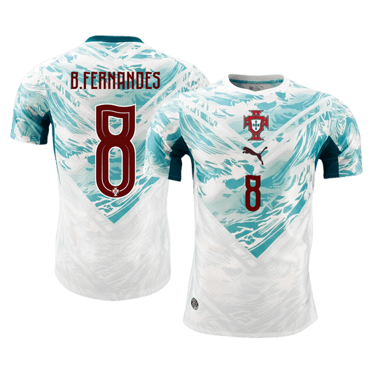 B.FERNANDES #8 Portugal Mens Away Soccer Jersey World Cup 2026 White&Green - Player Version