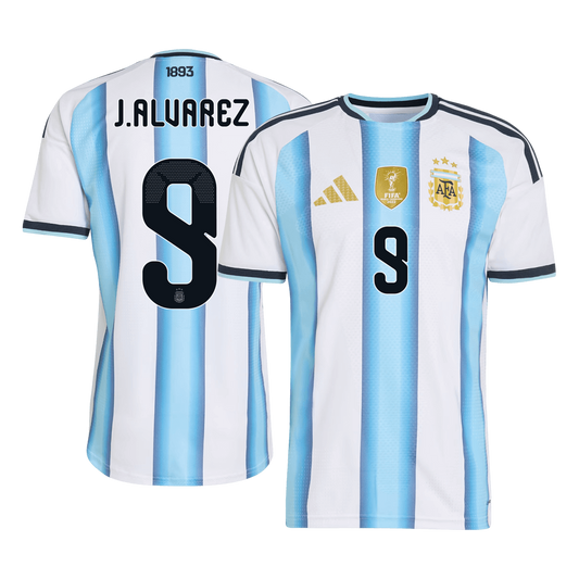 J. ALVAREZ #9 Argentina Mens Home Soccer Jersey World Cup 2026 Blue&White - Player Version