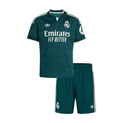 Kids Real Madrid Away Soccer Jersey Kit (Jersey+Shorts) 2026/27 Green