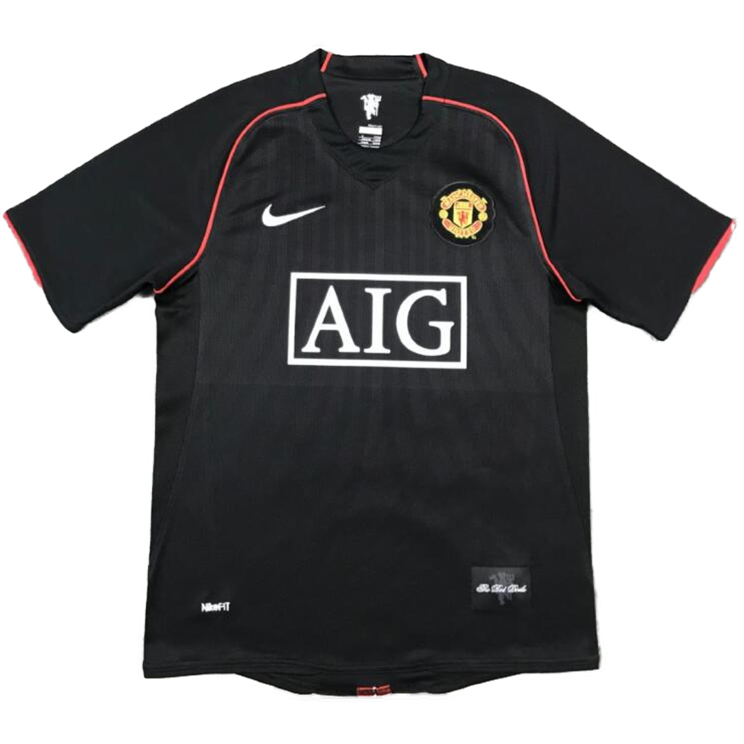 Retro SCHOLES #18 Manchester United Mens Away Soccer Jersey 2007/08 Black