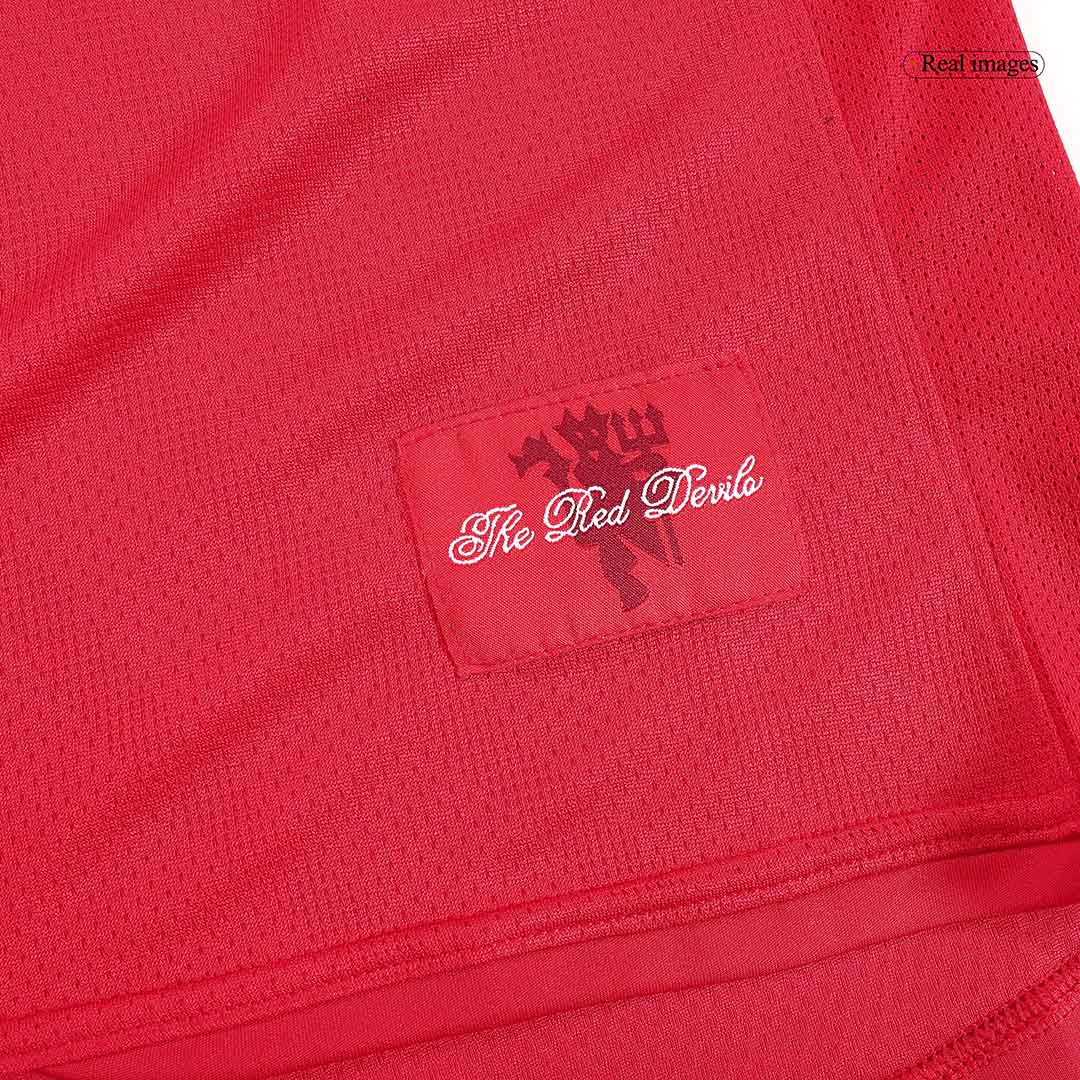 Retro SCHOLES #18 Manchester United Mens Home Long Sleeve Soccer Jersey 2007/08 Red