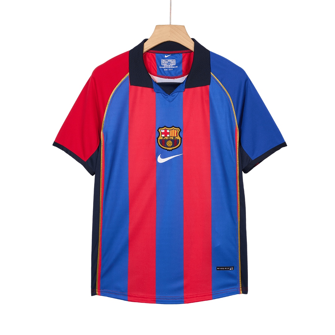 Retro XAVI #6 Barcelona Mens Home Soccer Jersey 2001/02 Red&Blue