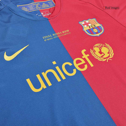 Retro MESSI #10 Barcelona Mens Home Long Sleeve Soccer Jersey UCL Final UCL 2008/09