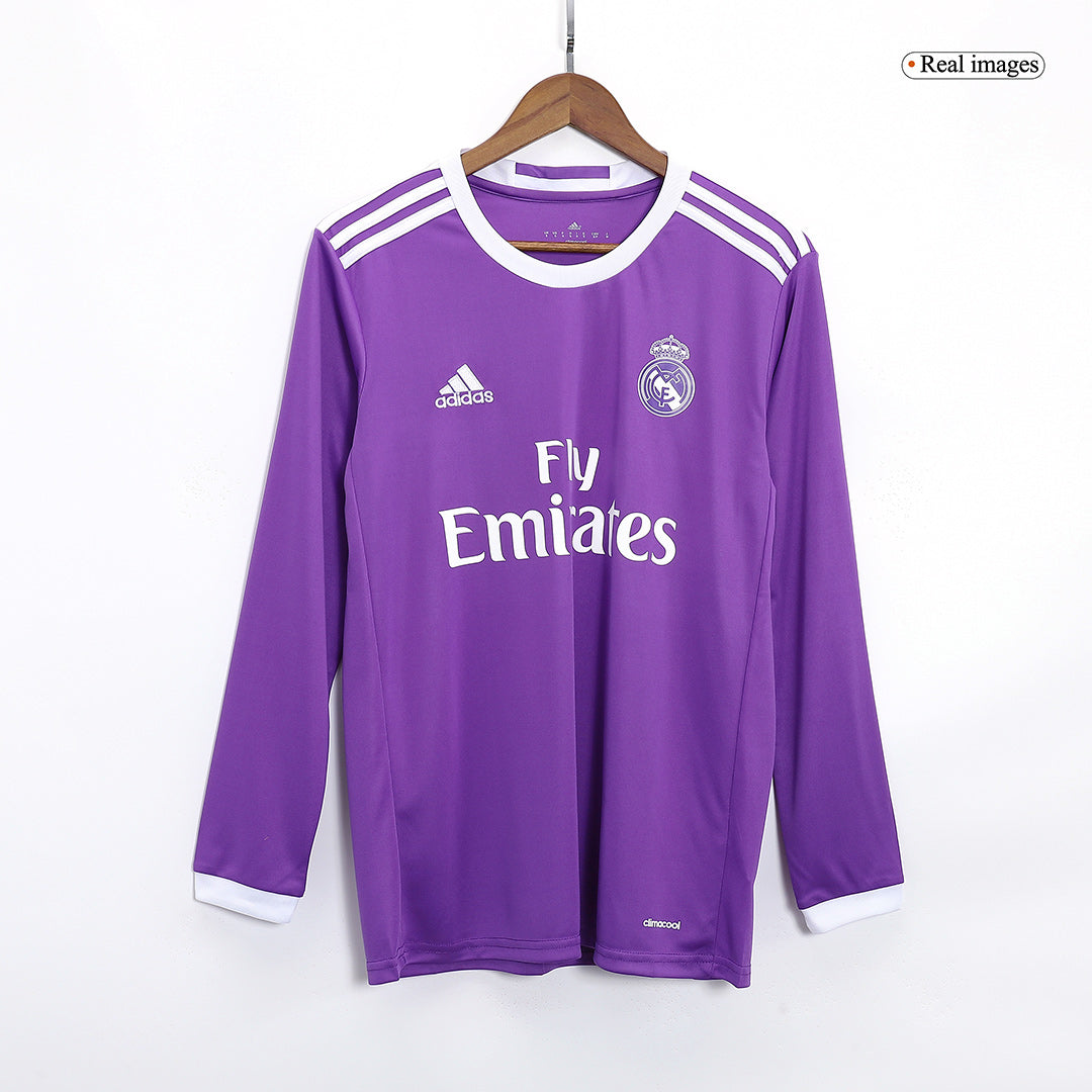 Retro RONALDO #7 Real Madrid Mens Away Long Sleeve Soccer Jersey 2016/17 Purple