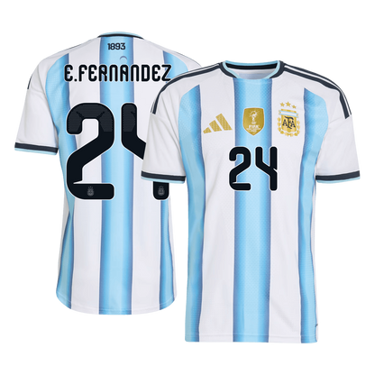 E. FERNANDEZ #24 Argentina Mens Home Soccer Jersey World Cup 2026 Blue&White - Player Version