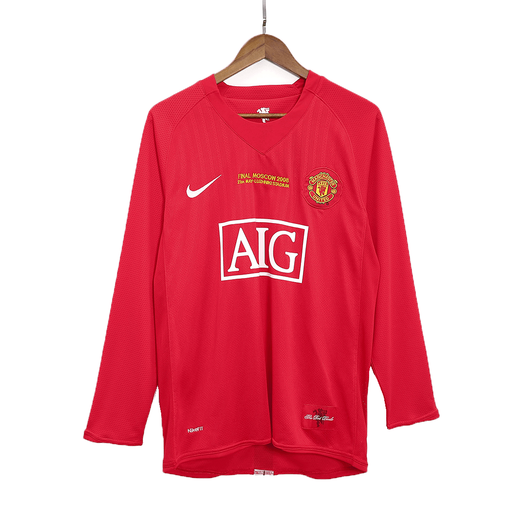 Retro Manchester United Mens Home Long Sleeve Soccer Jersey 2007/08