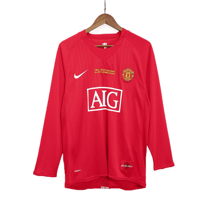 Retro Manchester United Mens Home Long Sleeve Soccer Jersey 2007/08