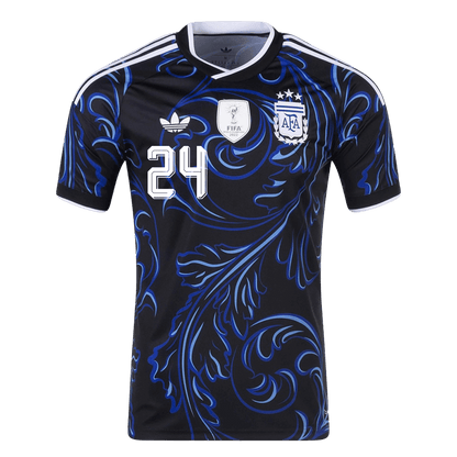 E. FERNANDEZ #24 Argentina Mens Away Soccer Jersey World Cup 2026 Black