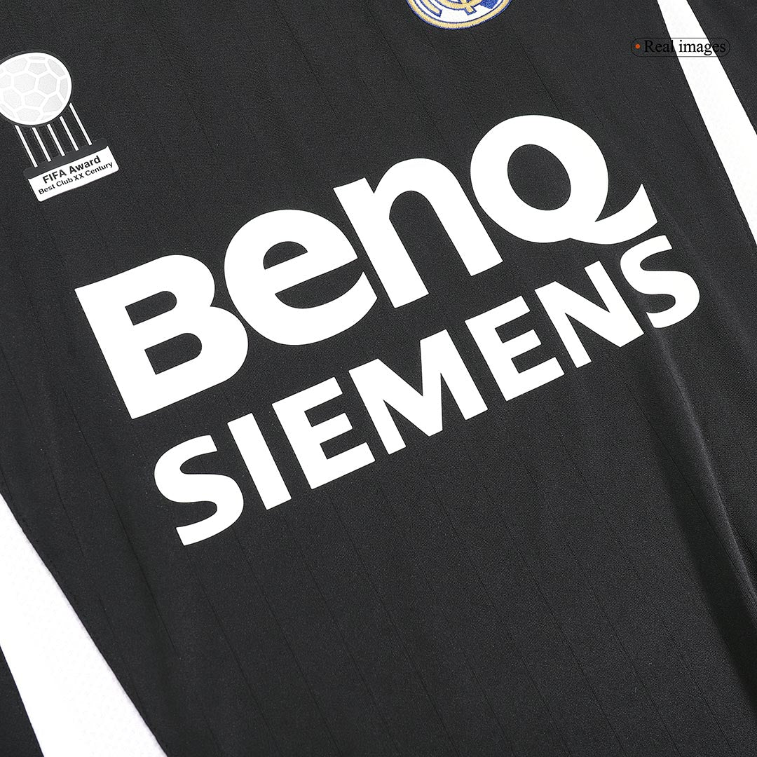 Retro RAUL #7 Real Madrid Mens Away Long Sleeve Soccer Jersey 2006/07 Black