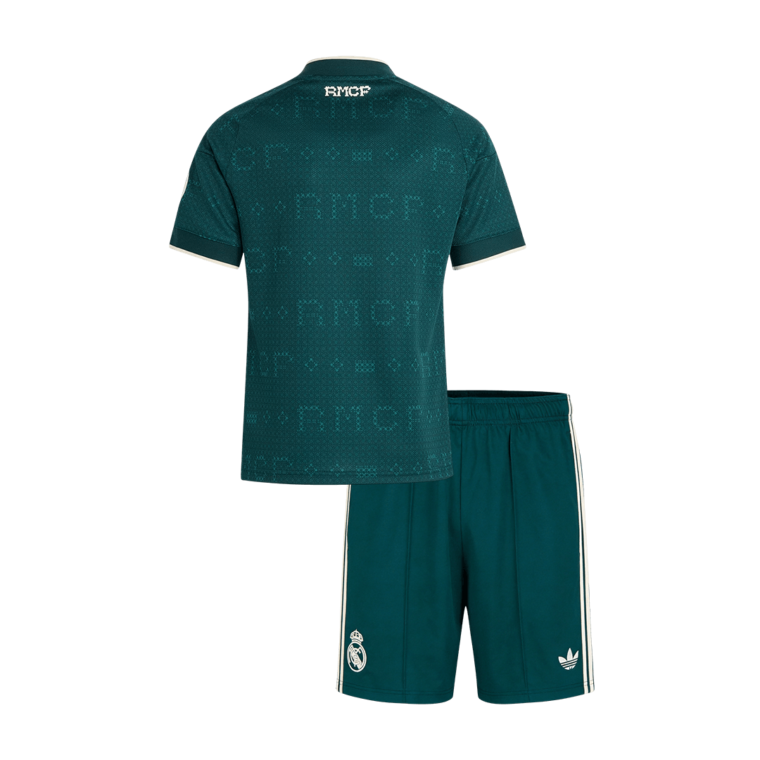 Kids Real Madrid Away Soccer Jersey Kit (Jersey+Shorts) 2026/27 Green