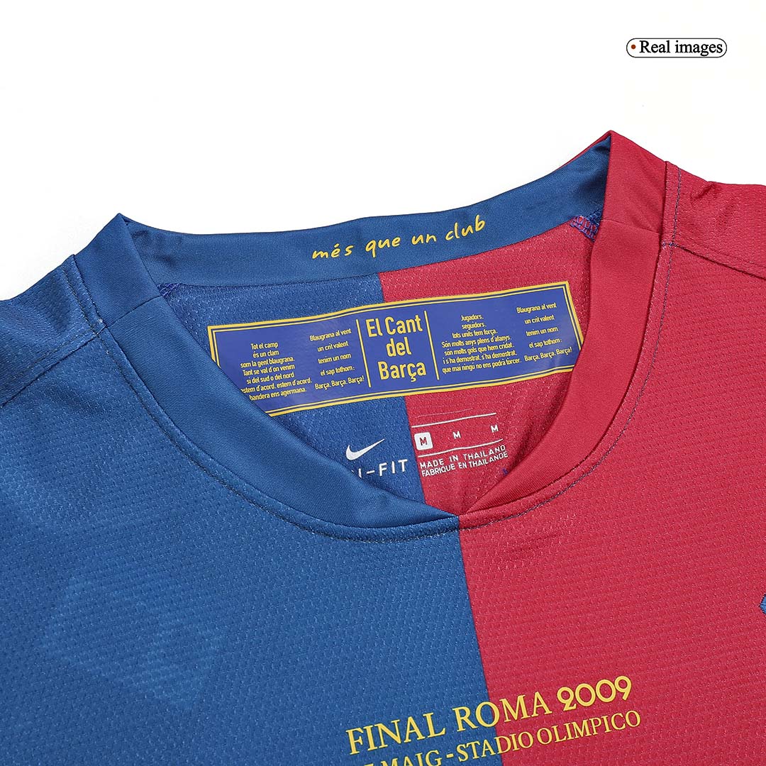 Retro MESSI #10 Barcelona Mens Home Long Sleeve Soccer Jersey UCL Final UCL 2008/09
