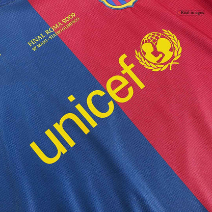 Retro A.INIESTA #8 Barcelona Mens Home Soccer Jersey UCL Final UCL 2008/09 Blue&Red