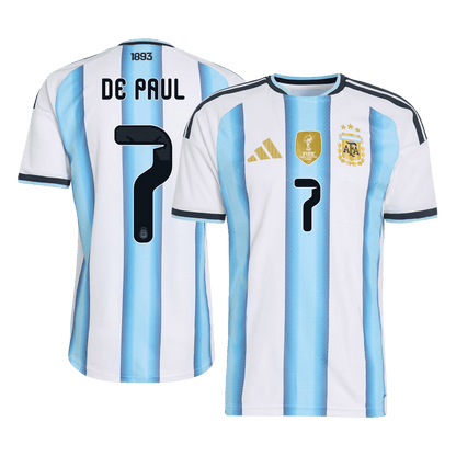 DE PAUL #7 Argentina Mens Home Soccer Jersey World Cup 2026 Blue&White - Player Version