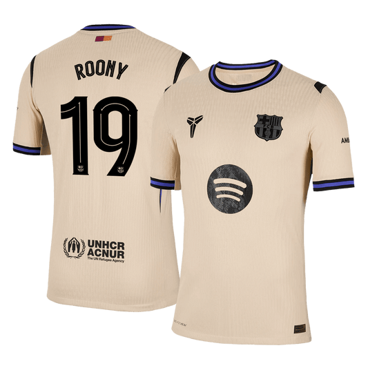 ROONY #19 Barcelona Mens Away Soccer Jersey UCL 2025/26 Yellow - Player Version