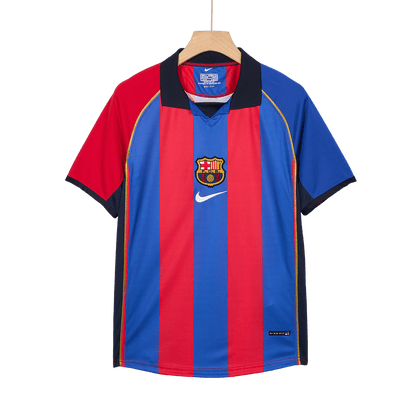 Retro Barcelona Mens Home Soccer Jersey 2001/02 Red&Blue