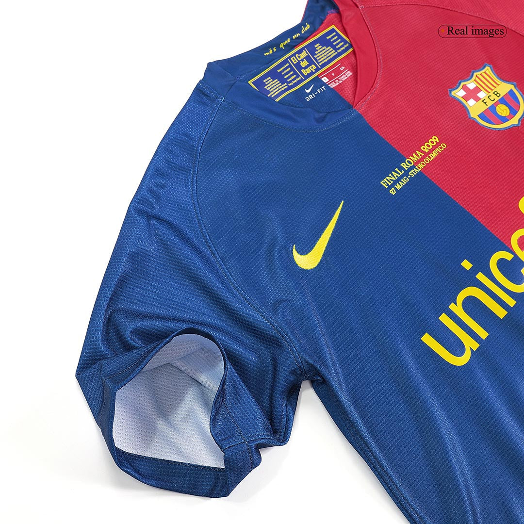 Retro A.INIESTA #8 Barcelona Mens Home Soccer Jersey UCL Final UCL 2008/09 Blue&Red