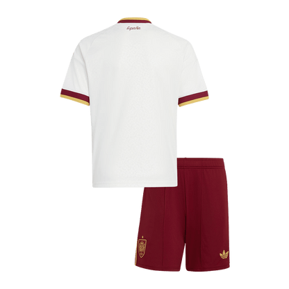 Kids Spain Champion Edition Away Soccer Jersey Kit (Jersey+Shorts) World Cup 2026 White