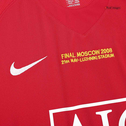 Retro SCHOLES #18 Manchester United Mens Home Soccer Jersey UCL Final UCL 2007/08 Red