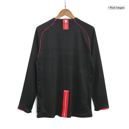Retro Manchester United Mens Away Long Sleeve Soccer Jersey 2007/08 Black