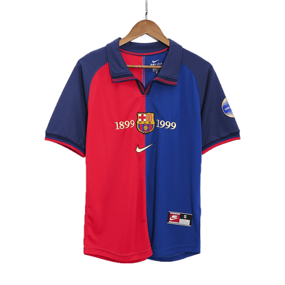 Retro RIVALDO #11 Barcelona Mens Home Soccer Jersey 1999/00 Red&Blue