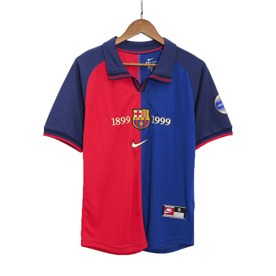 Retro KLUIVERT #9 Barcelona Mens Home Soccer Jersey 1999/00 Red&Blue