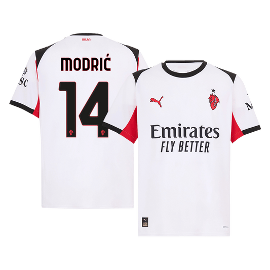 MODRIĆ #14 AC Milan Mens Away Soccer Jersey 2025/26 White