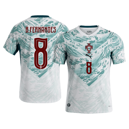 B.FERNANDES #8 Portugal Mens Away Soccer Jersey World Cup 2026 White&Green