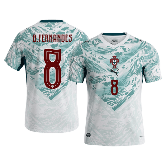 B.FERNANDES #8 Portugal Mens Away Soccer Jersey World Cup 2026 White&Green