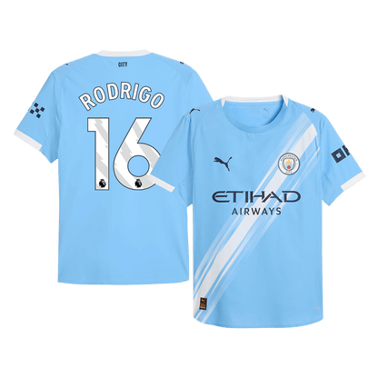 RODRIGO #16 Manchester City Mens Home Soccer Jersey 2025/26 Blue - Player Version