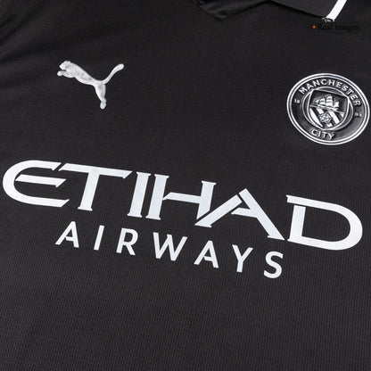 Manchester City Mens Away Long Sleeve Soccer Jersey 2025/26 Black