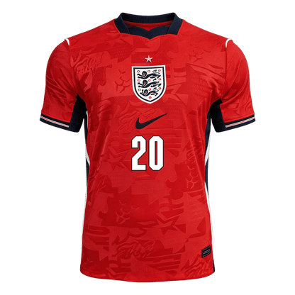 PALMER #20 England Mens Away Soccer Jersey World Cup 2026 Red - Player Version
