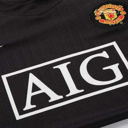 Retro SCHOLES #18 Manchester United Mens Away Soccer Jersey 2007/08 Black