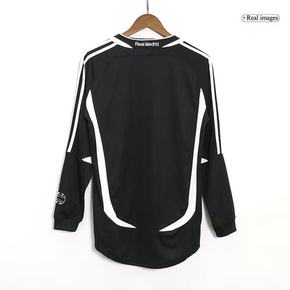 Retro Real Madrid Mens Away Long Sleeve Soccer Jersey 2006/07 Black