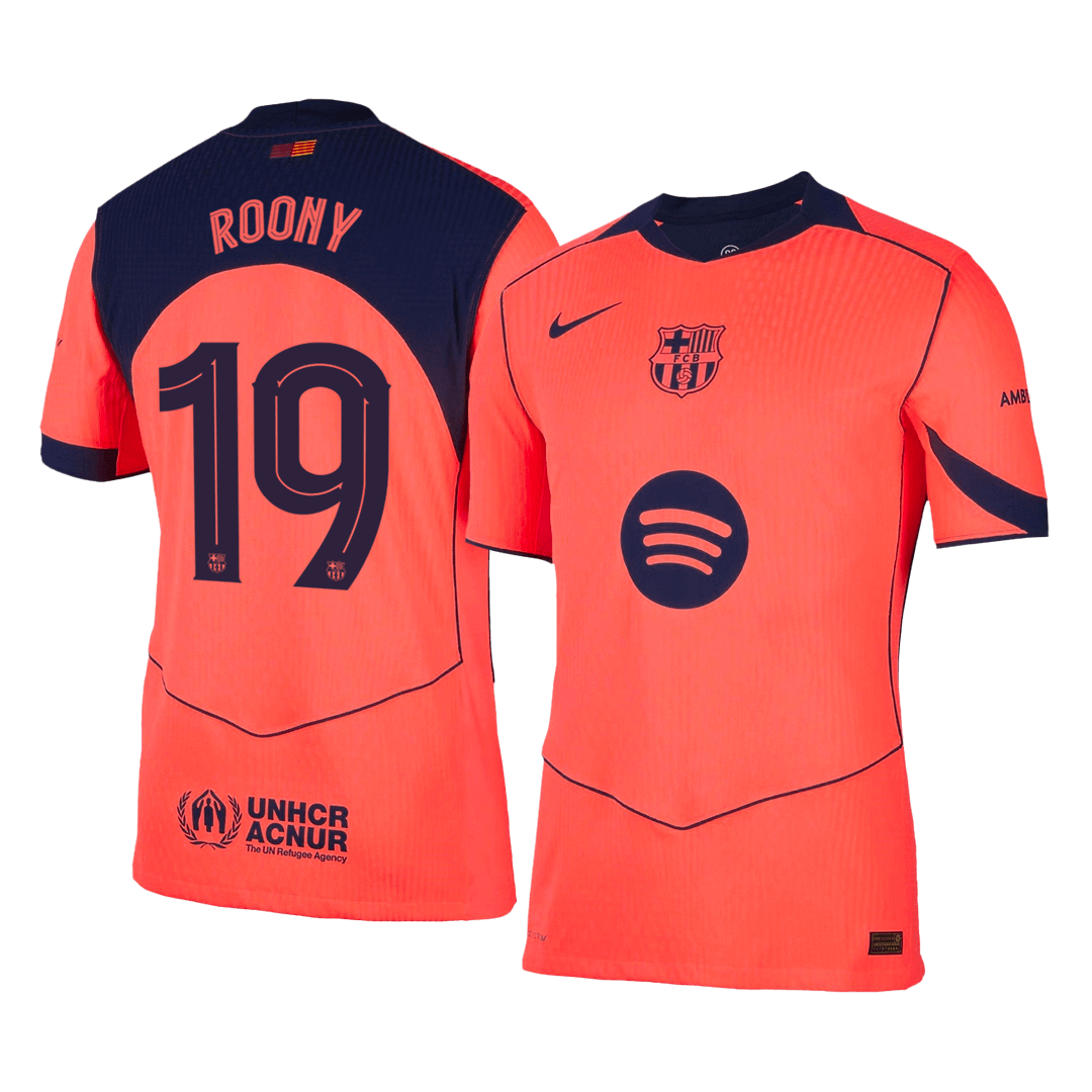 ROONY #19 Barcelona Mens Third Away Soccer Jersey UCL 2025/26 Orange - Player Version