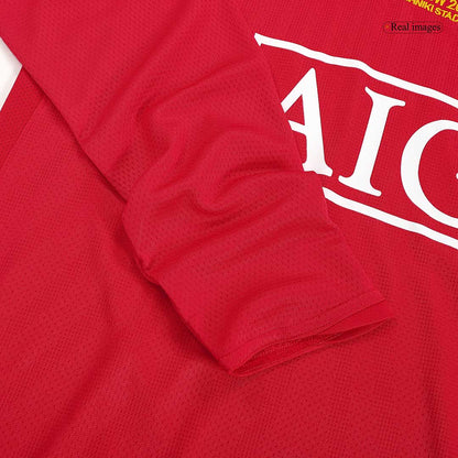 Retro RONALDO #7 Manchester United Mens Home Long Sleeve Soccer Jersey UCL Final UCL 2007/08 Red
