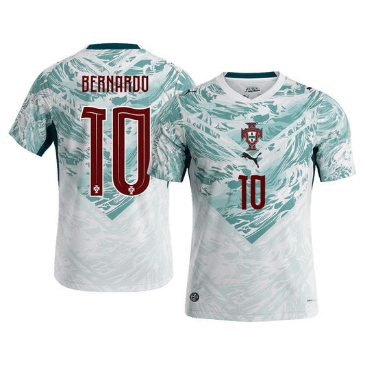 BERNARDO #10 Portugal Mens Away Soccer Jersey World Cup 2026 White&Green
