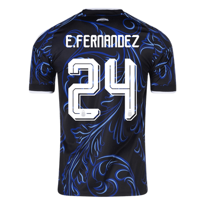 E. FERNANDEZ #24 Argentina Mens Away Soccer Jersey World Cup 2026 Black