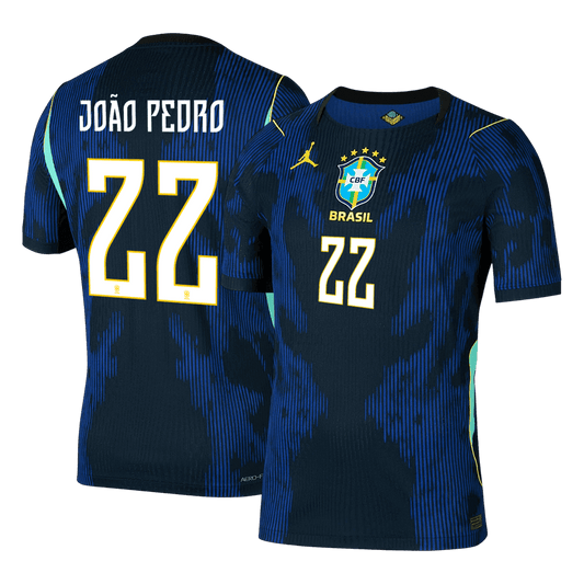 JOÃO PEDRO #22 Brazil Mens Away Soccer Jersey World Cup 2026 Navy - Player Version