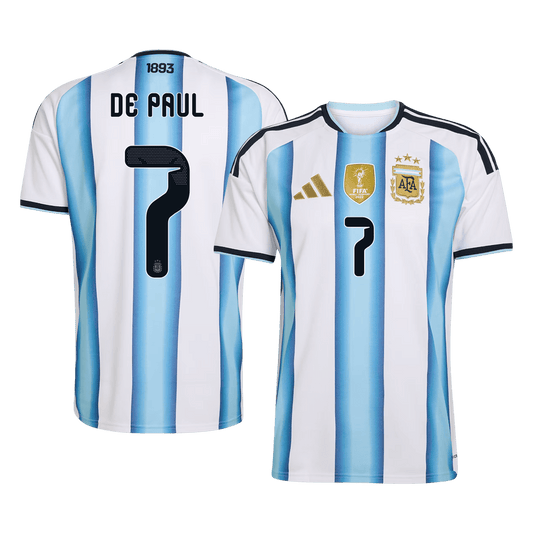 DE PAUL #7 Argentina Mens Home Soccer Jersey World Cup 2026 Blue&White [PREMIUM]