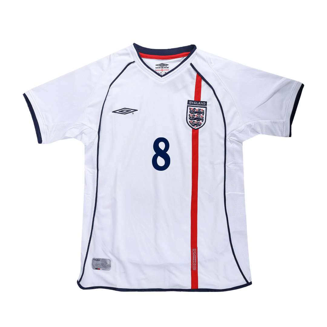 Retro SCHOLES #8 England Mens Home Soccer Jersey 2002 White